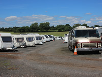 Secure caravan storage in a rural setting.